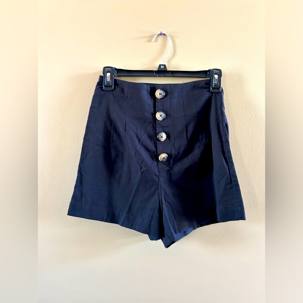 Multi-Button Black Shorts